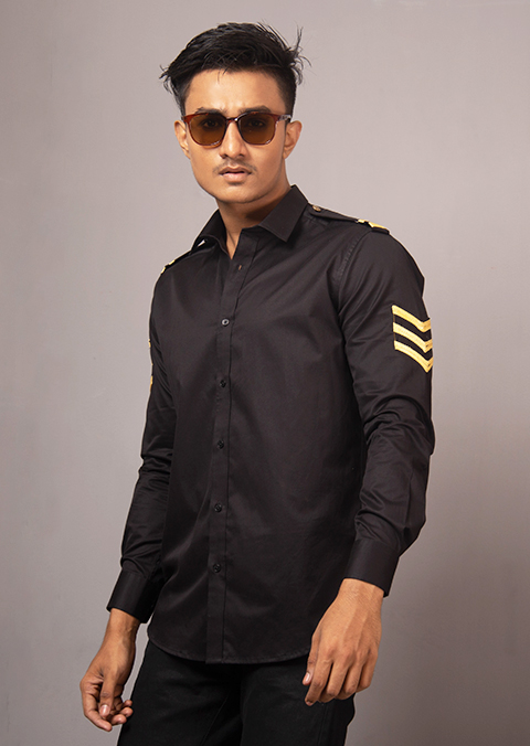 black military shirt mens