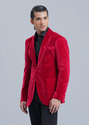 Red Tailored Fit Havana Velvet Dinner Jacket