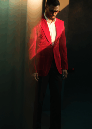 Red Tailored Fit Havana Velvet Dinner Jacket